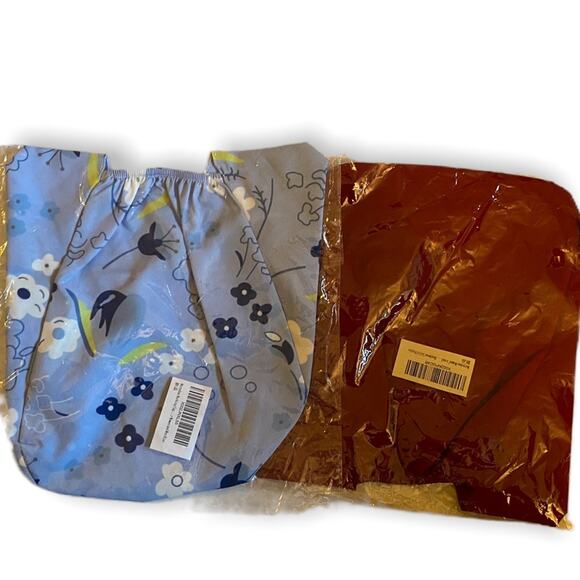 Bouffant Hospital Medical Work Cap Set Of 2 Blue Floral Maroon - Picture 3 of 5